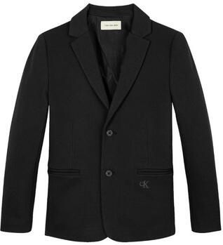 Calvin Klein Zwarte single-breasted jas met logoborduursel Black Heren