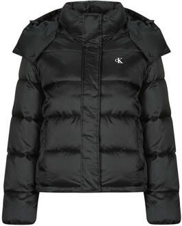 Calvin Klein Jeans Glanzende Monologo Jas Vrouwen Herfst Winter Black Dames