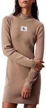 Calvin Klein Gebreide jurk LS T NECK MINI DRESS Met ronde hals getailleerd - Foto 8