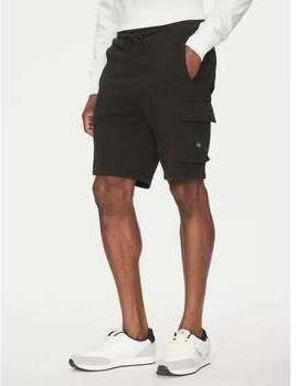 Calvin Klein Jeans Zwarte Katoenen Shorts Rechte Snit Monogram Black Heren