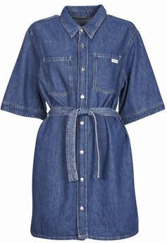 CALVIN KLEIN Dames Jurken Linen Boxy Belted Shirt Dress Blauw - Foto 5