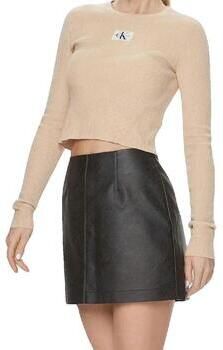 Calvin Klein Jeans Zwarte Casual Korte Rok van Imitatieleer Black Dames