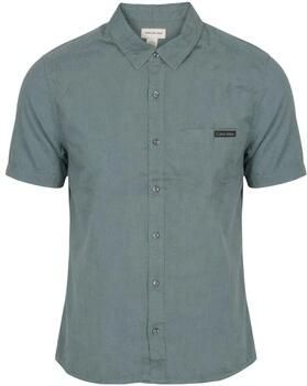 CALVIN KLEIN Heren Overhemden Ss Solid Casual Linen Classic Sh Groen - Foto 5