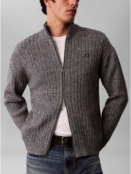 Calvin Klein Jeans Sweater Ls Vticl Txtr Ctn Fz