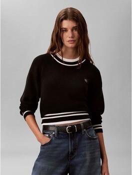 Calvin Klein Jeans Regular fit pullover van puur katoen met contrasterende strepen - Foto 4