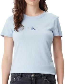 Calvin Klein Jeans Lichtblauw Katoenen T-shirt voor Vrouwen Blue Dames - Foto 2