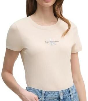 Calvin Klein Jeans T-shirt met labelprint en geribde ronde hals