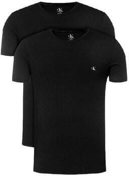 Calvin Klein Jeans T-shirt in effen design model 'MONOGRAM' in een set van 2 stuks