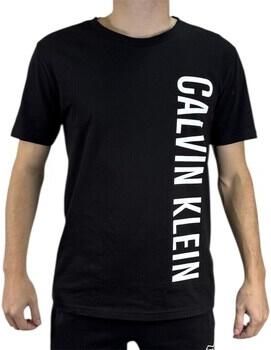Calvin Klein Katoenen T-shirt met Opvallende Voorkant Black Heren