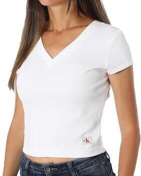 Calvin Klein T-shirt A- SS WOVEN LABEL RIB VNECK TEE - Foto 7
