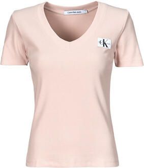 Calvin Klein Jeans T-shirt Korte Mouw WOVEN LABEL RIB V-NECK TEE
