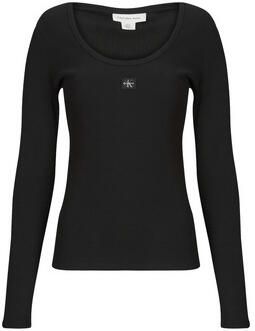 Calvin Klein Jeans T-Shirt Lange Mouw LS WOVEN LABEL 2X2 RIB SCOOP NEC - Foto 6