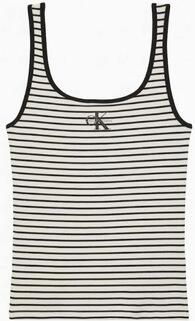 Calvin Klein Jeans Top met bandjes in ribbel-look met logo