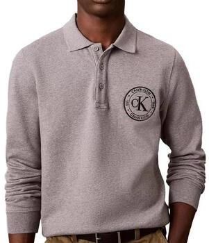 CALVIN KLEIN Heren Polo's & T-shirts Ls 350terry Eu Graphic Polo Sweat Grijs - Foto 7