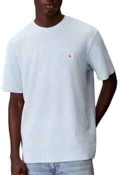 CALVIN KLEIN JEANS regular T-shirt met textuur grijsblauw - Foto 3