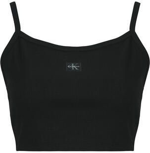 Calvin Klein Jeans Top SL WOVEN LABEL 2X2 BABY RIB CROP