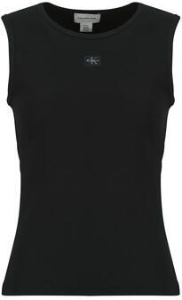 Calvin Klein Jeans Top SL WOVEN LABEL 2X2 BABY RIB CUTO