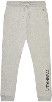 Calvin Klein Jeans regular fit joggingbroek van katoen grijs melange Logo 152 - Foto 4