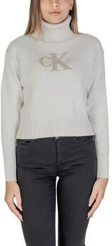 Calvin Klein Jeans Witte Sweater met Chenille Logo Applicatie White Dames