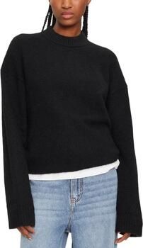 Calvin Klein Zwarte Trui Geborsteld Zacht Relaxte Pasvorm Black Dames