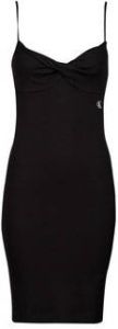 Calvin Klein Jerseyjurk STRAPPY TWISTED RIB DRESS met ck monogram borduursel