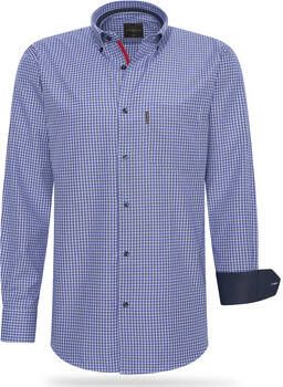Cappuccino Italia Overhemd Lange Mouw Regular Fit Overhemd Navy Checked