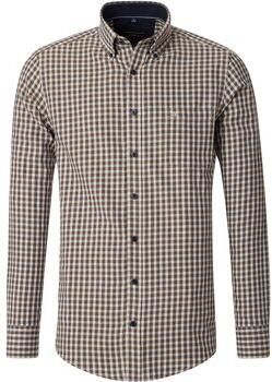 Casa Moda Overhemd Lange Mouw Overhemd Ruiten Beige