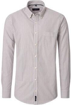 Casa Moda Overhemd Lange Mouw Overhemd Strepen Bruin