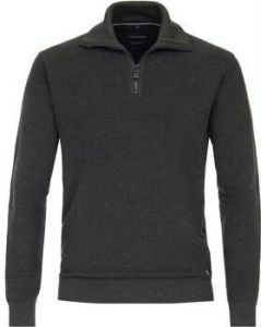 Casa Moda Sweater Half Zip Pullover Donkergroen