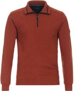 Casa Moda Sweater Halfzip Trui Structuur Rood