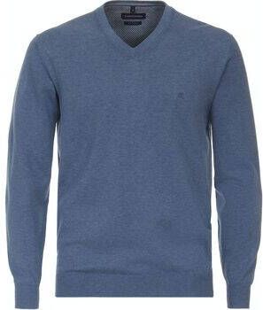 Casa Moda Sweater Pullover V-Hals Petrol Blauw