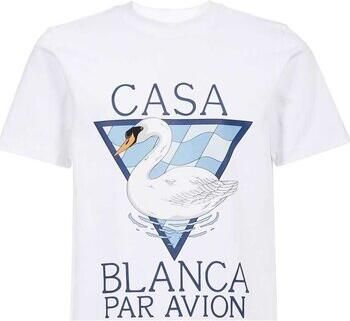 Casablanca Avion Wit T-Shirt met Bedrukt Logo White Heren