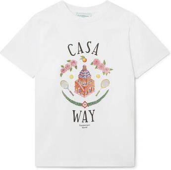 Casablanca Bedrukt Logo Katoenen T-Shirt Wit White Heren