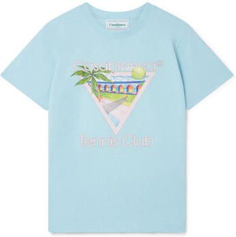 Casablanca T-shirt Korte Mouw T-SHIRT TENNIS CLUB ICON SCREEN PRINTED PALE BLUE