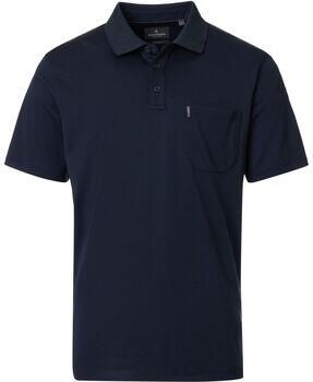 Casa Moda polo wijde fit donkerblauw effen met borstzak