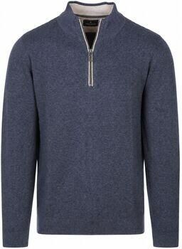 Casamoda Sweater Half Zip Trui Structure Donkerblauw