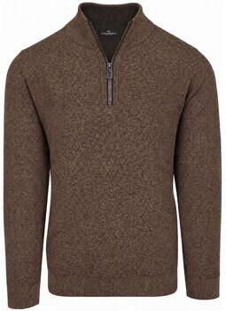 Casamoda Sweater Halfzip Trui Structure Melange Bruin