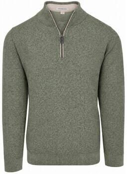 Casamoda Sweater Halfzip Trui Structure Melange Groen