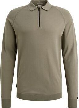 Cast Iron Polo Shirt Lange Mouw Longsleeve Half-Zip Polo Groen