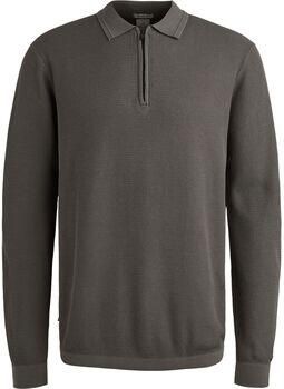 Cast Iron Polo Shirt Lange Mouw Longsleeve Half-Zip Polo Structure Antraciet