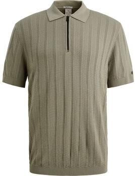Cast Iron T-shirt Korte Mouw Half-Zip Polo Structure Groen