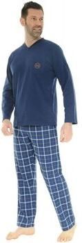 Christian Cane Pyjama's nachthemden PYJAMA LONG COL V BLEU DORIAN