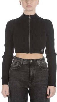 Ck Jeans Sweater Maglione Calvin Klein Badge Cropped Zip Nero