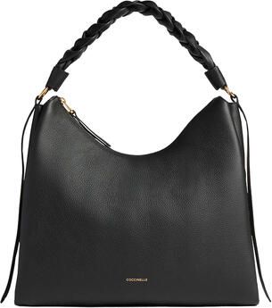 Coccinelle Zwarte leren handtas met geweven handvat Black Dames - Foto 10