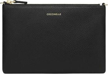 Coccinelle Zwarte Leren Pochette met Afneembare Band Black Dames