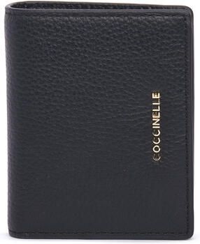 Coccinelle Zwarte leren portemonnee met automatische sluiting Black Dames