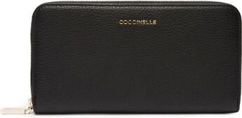 Coccinelle Elegante zwarte leren portemonnee met meerdere vakken Black Dames