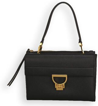 Coccinelle Zwarte leren handtas met afneembaar handvat Black Dames