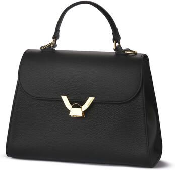 Coccinelle Zwarte leren schoudertas gehamerd textuur Black Dames