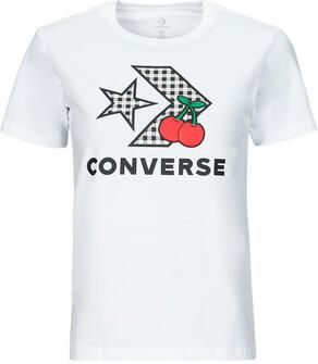 Converse T-shirt Korte Mouw CHERRY STAR CHEVRON INFILL TEE WHITE